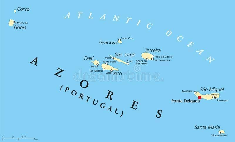 mapa Azory Portugalia