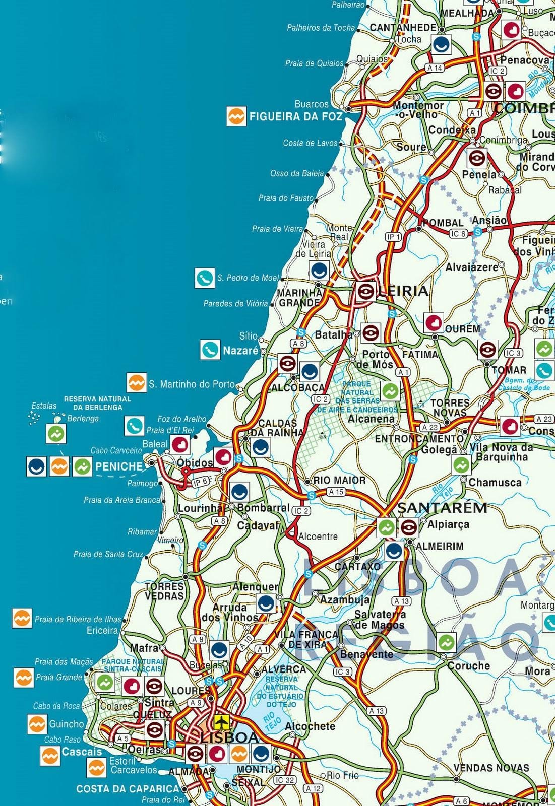 mapa Portugalii Srebrny brzeg