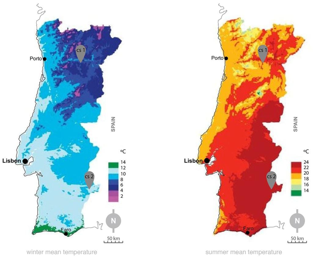 klimatyczna mapa Portugalii