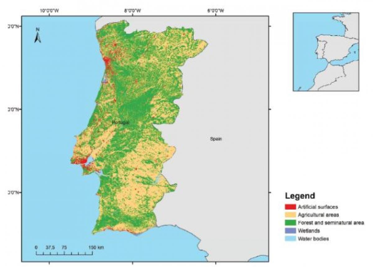 mapa Portugalii lasu