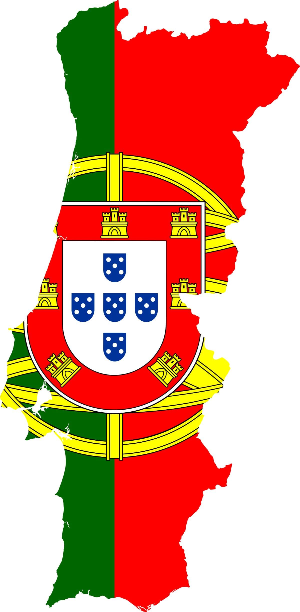 Flaga portugalii mapie