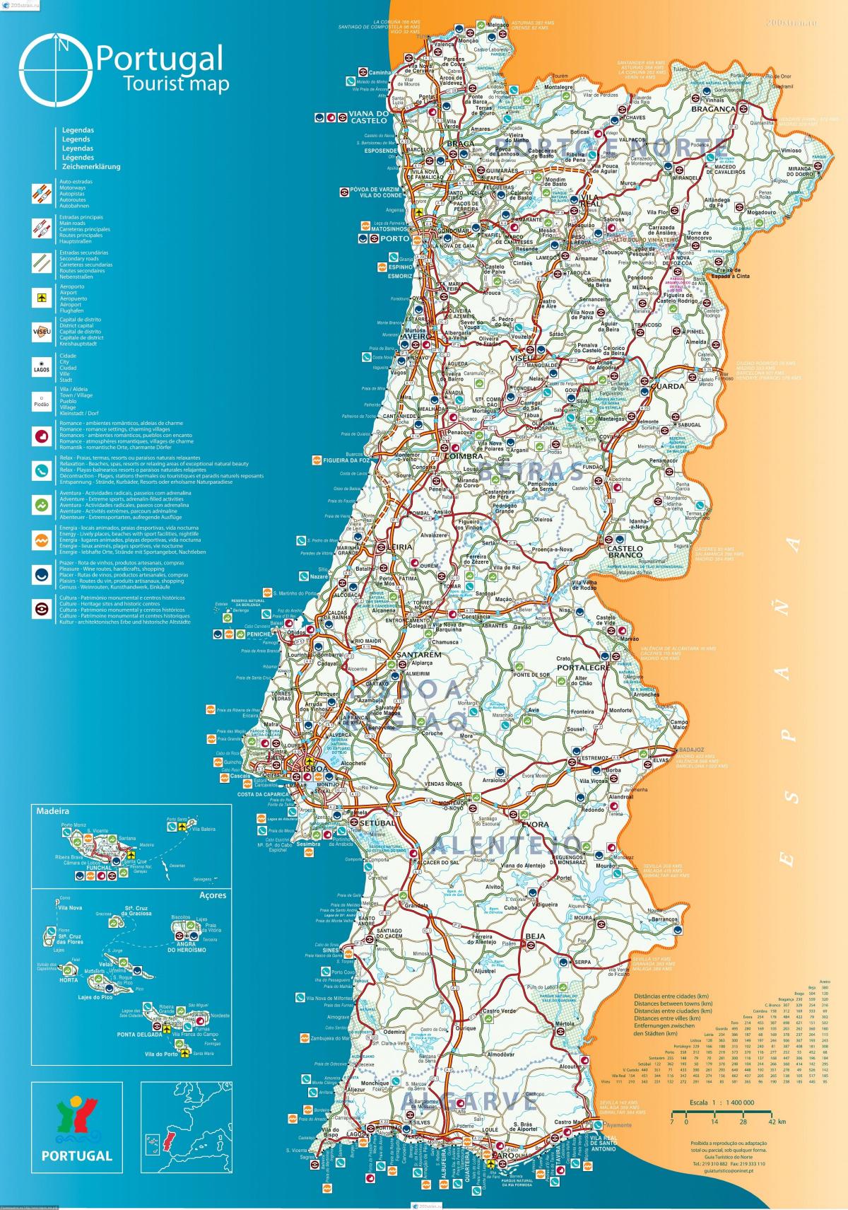 mapa turystyczna Portugalii