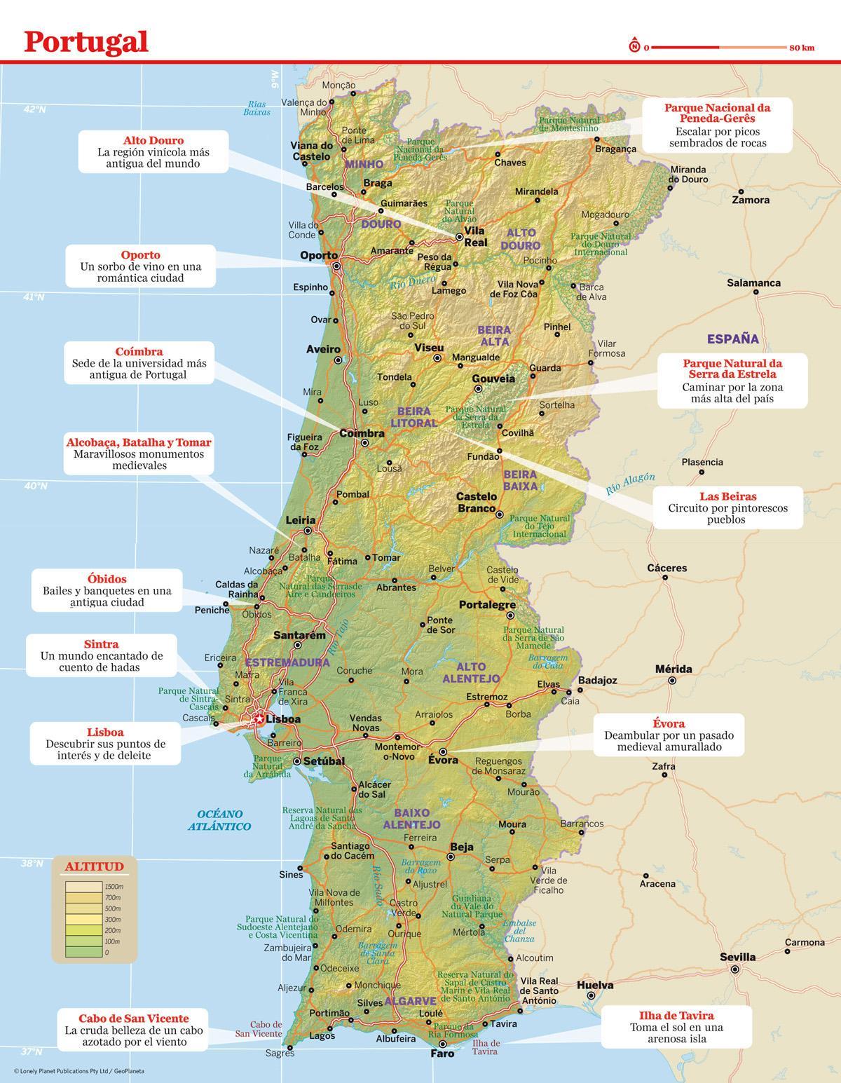 mapa Portugalii ośrodki