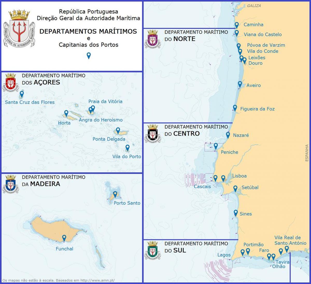 porty w Portugalii na mapie