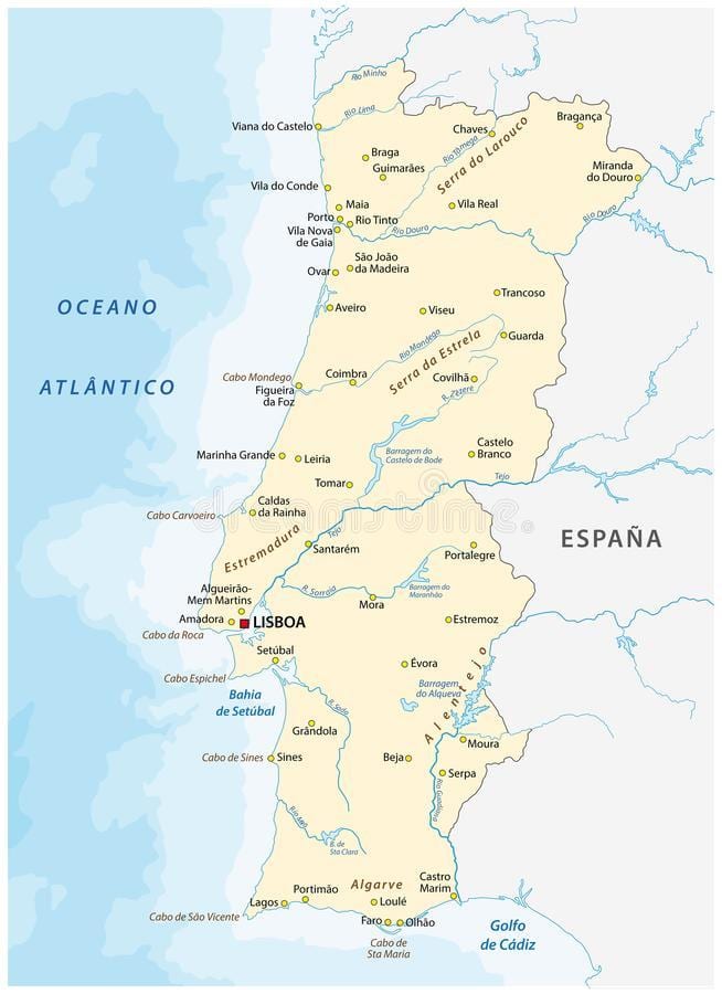 Rzeki Portugalii na mapie