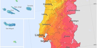 Mapa Portugalii słońce