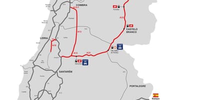 Mapa płatnych dróg w Portugalii