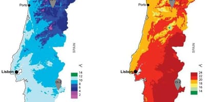 Klimatyczna mapa Portugalii