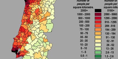 Mapa ludności Portugalii