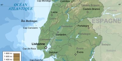 Topograficzna mapa Portugalii