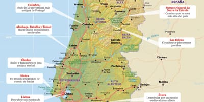 Mapa Portugalii w kurortach