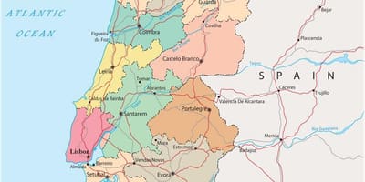 Polityczna mapa Portugalii