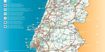 Mapa wybrzeżu Portugalii