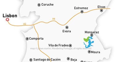 Mapa regionu Alentejo, Portugalia