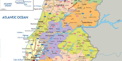 Mapa regionów Portugalii